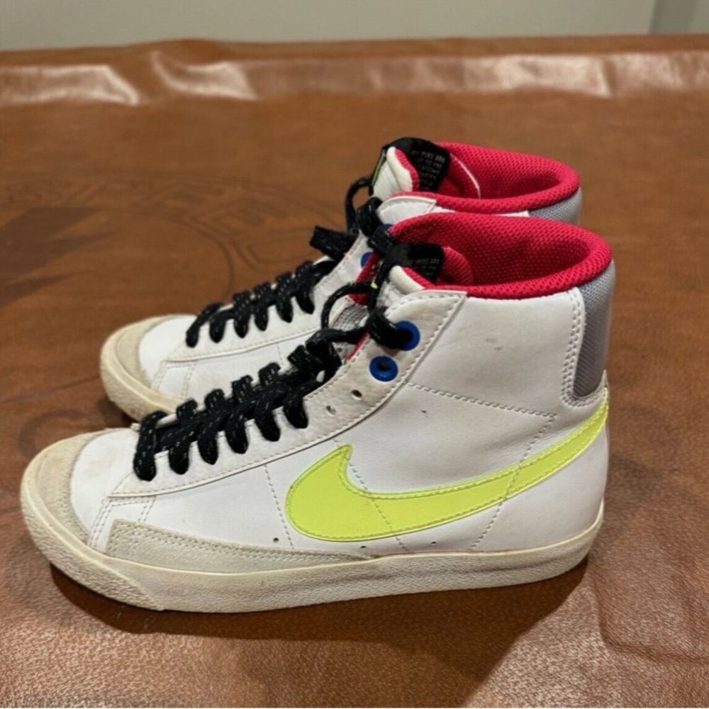 Nike Kids White and Yellow High-Top Sneakers